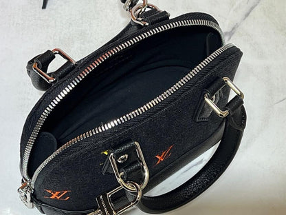 Italian-Inspired Luxury Black Embroidered Denim Shoulder Bag