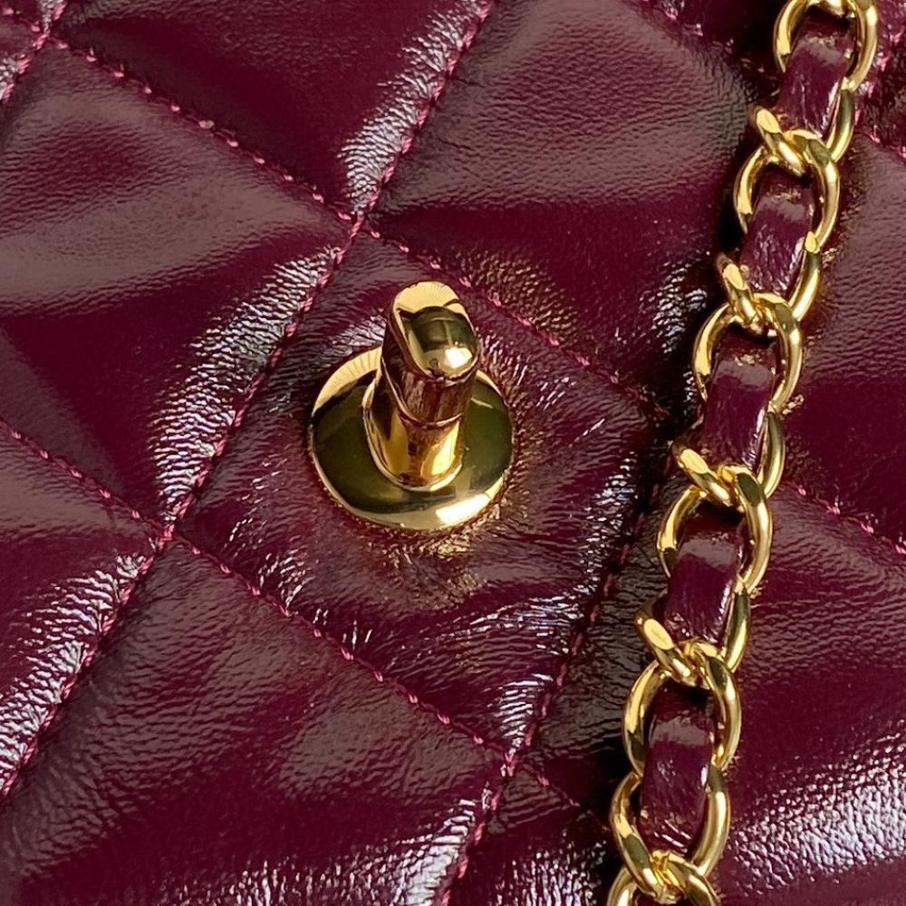 Elegant Lambskin Top Handle Bag