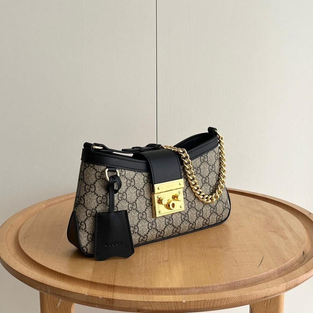 Classic Italian-Inspired Black Canvas Shoulder Bag