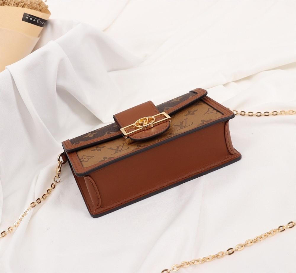 Dauphine Gold Monogram Shoulder Bag