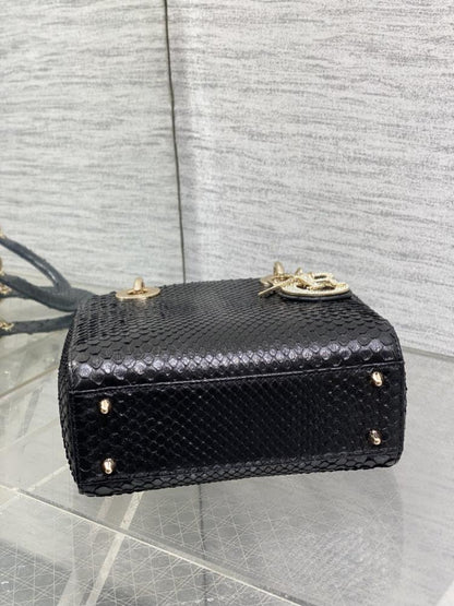 Mini Lady Bag in Black Python