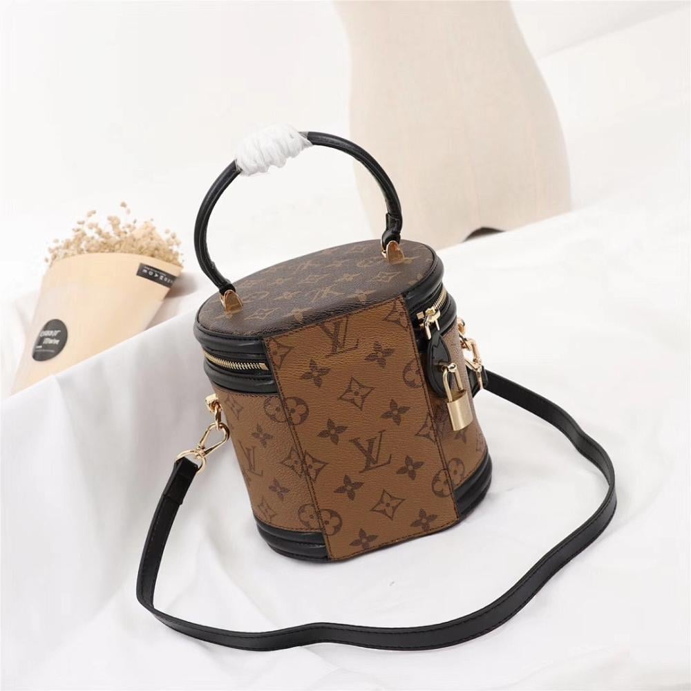 Italian-Inspired Stylish Monogram Leather Bucket Bag