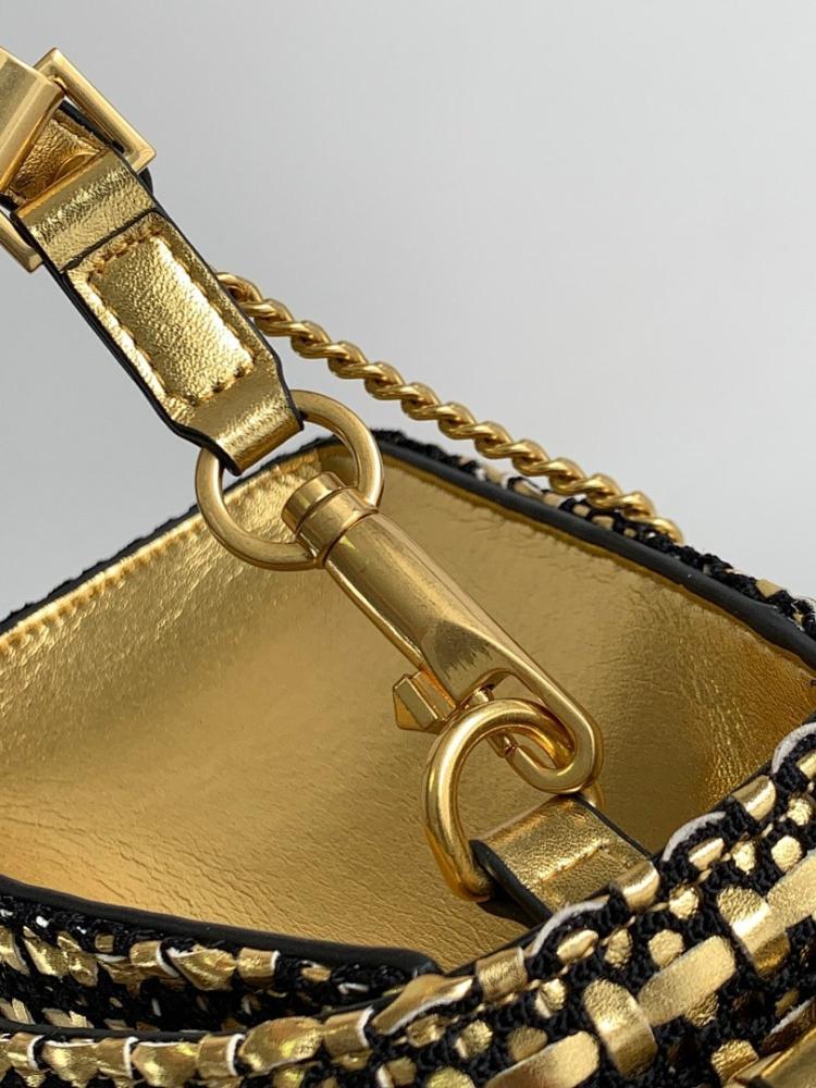 Modern Luxury Gold Woven Leather Shoulder Bag