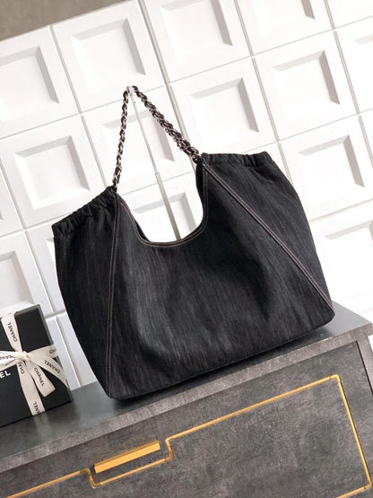 Embroidered Denim Tote Bag