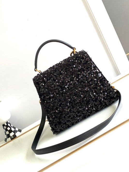 Classic Refined Embroidered Lambskin Shoulder Bag