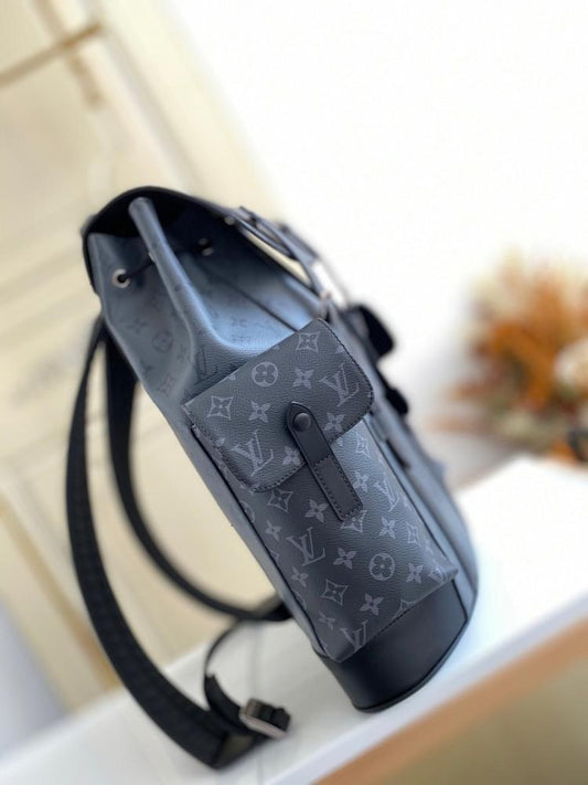 Modern Italian-Inspired Black Canvas Backpack