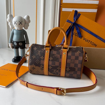 Classic Premium Blue Monogram Leather Shoulder Bag