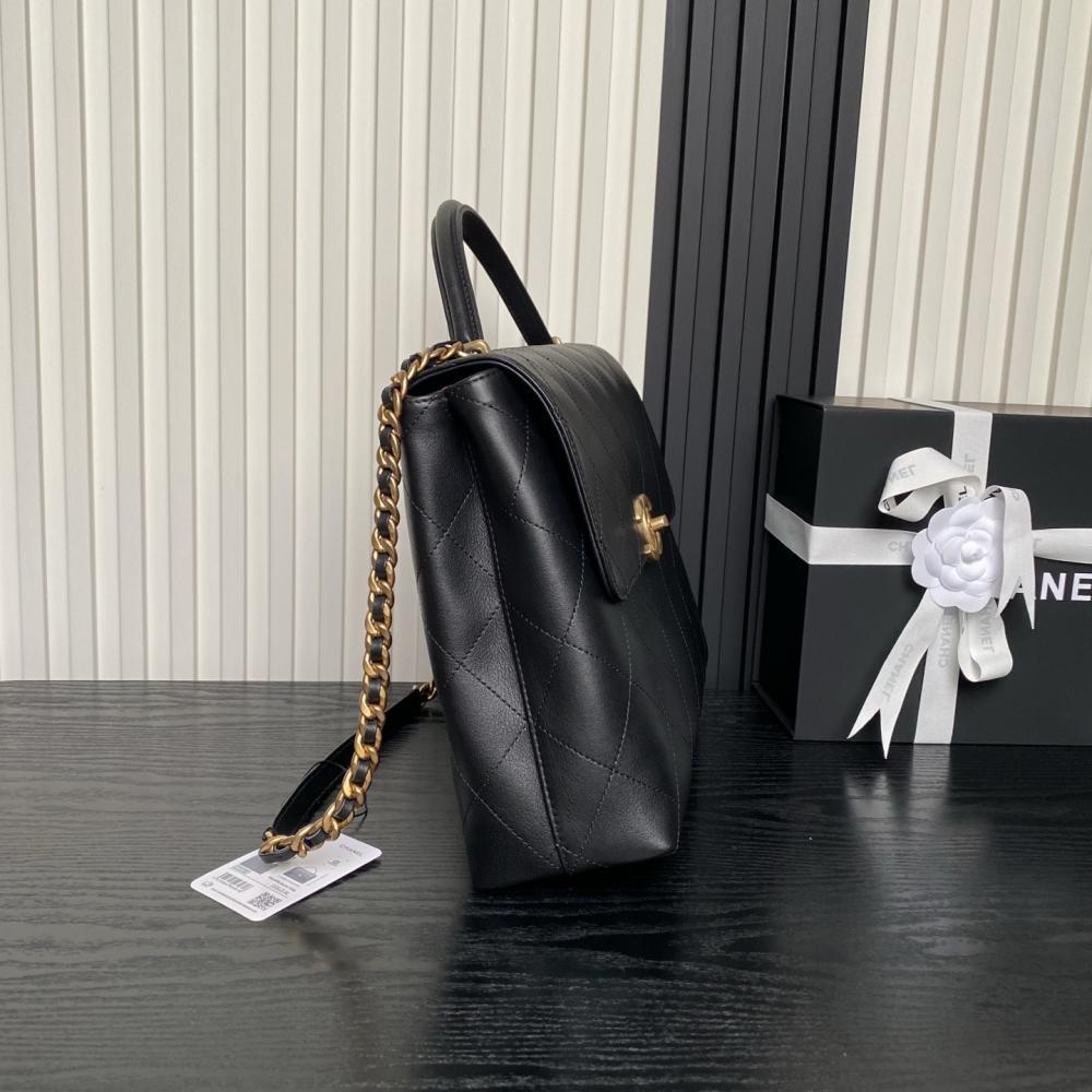Gold Calfskin Top Handle Bag