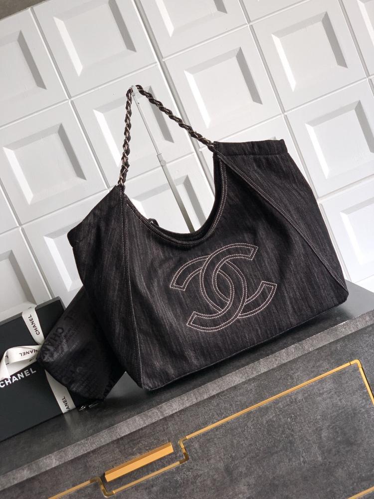 Classic Embroidered Denim Tote Bag