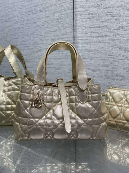 Practical Gold Calfskin Top Handle Bag