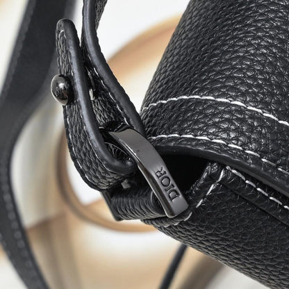 Stylish Refined Black Calfskin Shoulder Bag