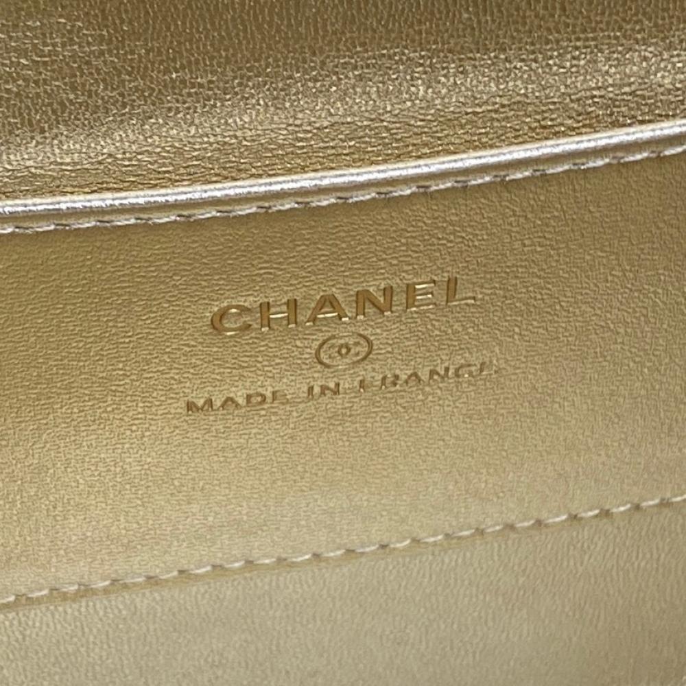 Gold Leather Top Handle Bag