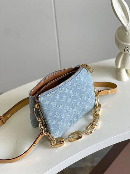 Modern Elegant Blue Leather Crossbody Bag