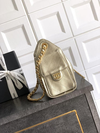Gold Leather Hobo Bag