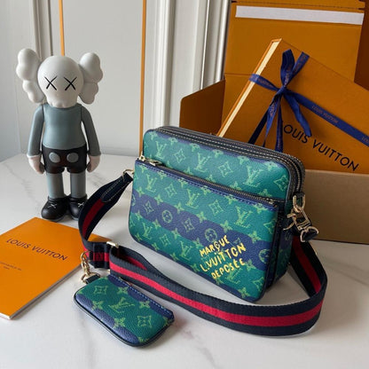 Modern Italian-Inspired Monogram Leather Shoulder Bag