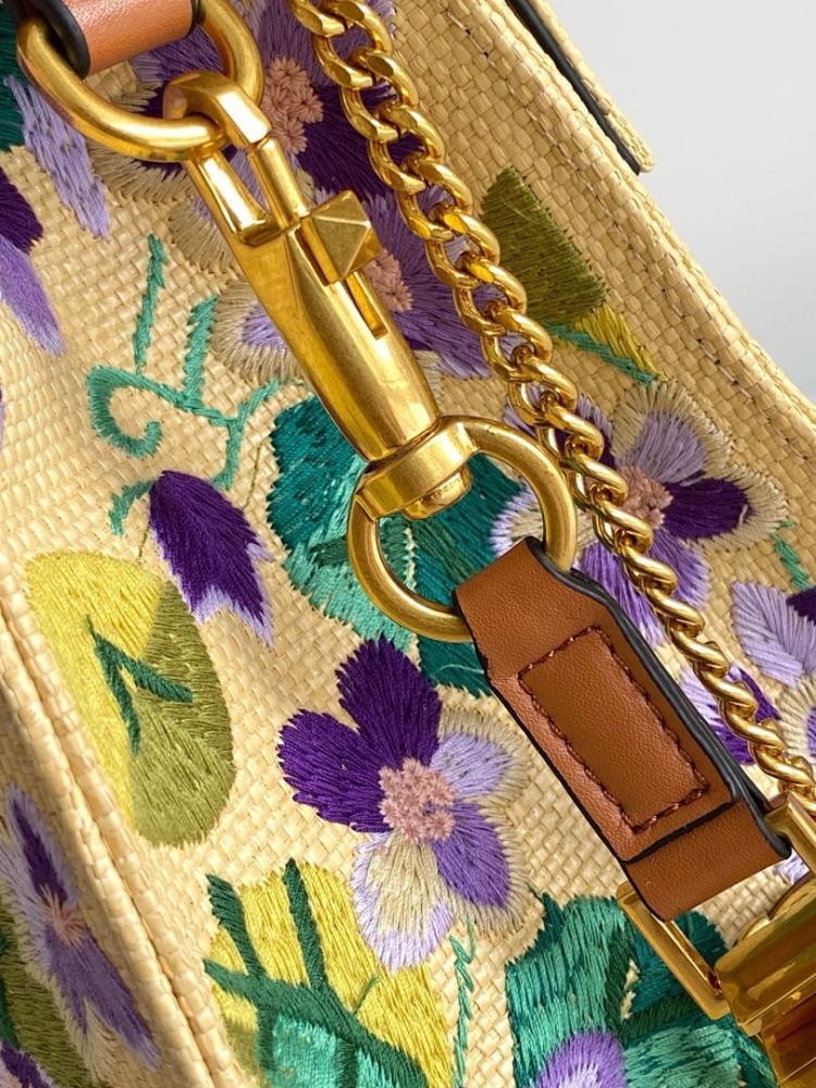 Modern Italian-Inspired Brown Embroidered Leather Bag