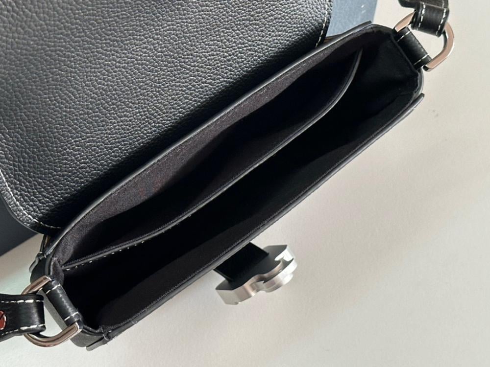 Saddle Grey Calfskin Shoulder Bag