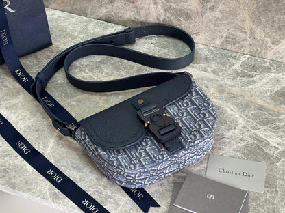 Saddle Blue Printed Leather Shoulder Bag