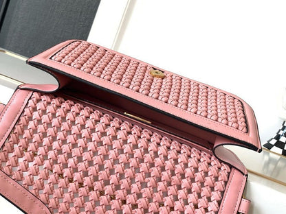 Modern Italian-Inspired Woven Calfskin Shoulder Bag