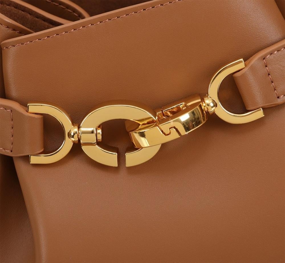 Modern Refined Leather Bucket Bag