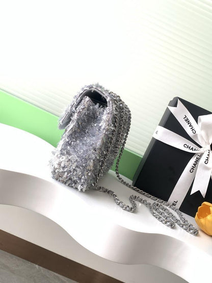 Silver Top Handle Bag