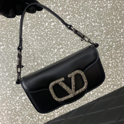 Crystal-Embellished Calfskin Top Handle Bag