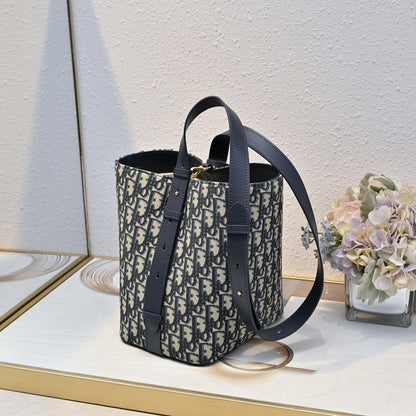 Modern Blue Printed Calfskin Bucket Bag – Special Edition