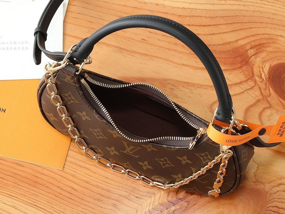 Italian-Inspired Elegant Monogram Leather Shoulder Bag