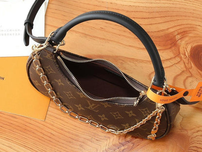 Italian-Inspired Elegant Monogram Leather Shoulder Bag
