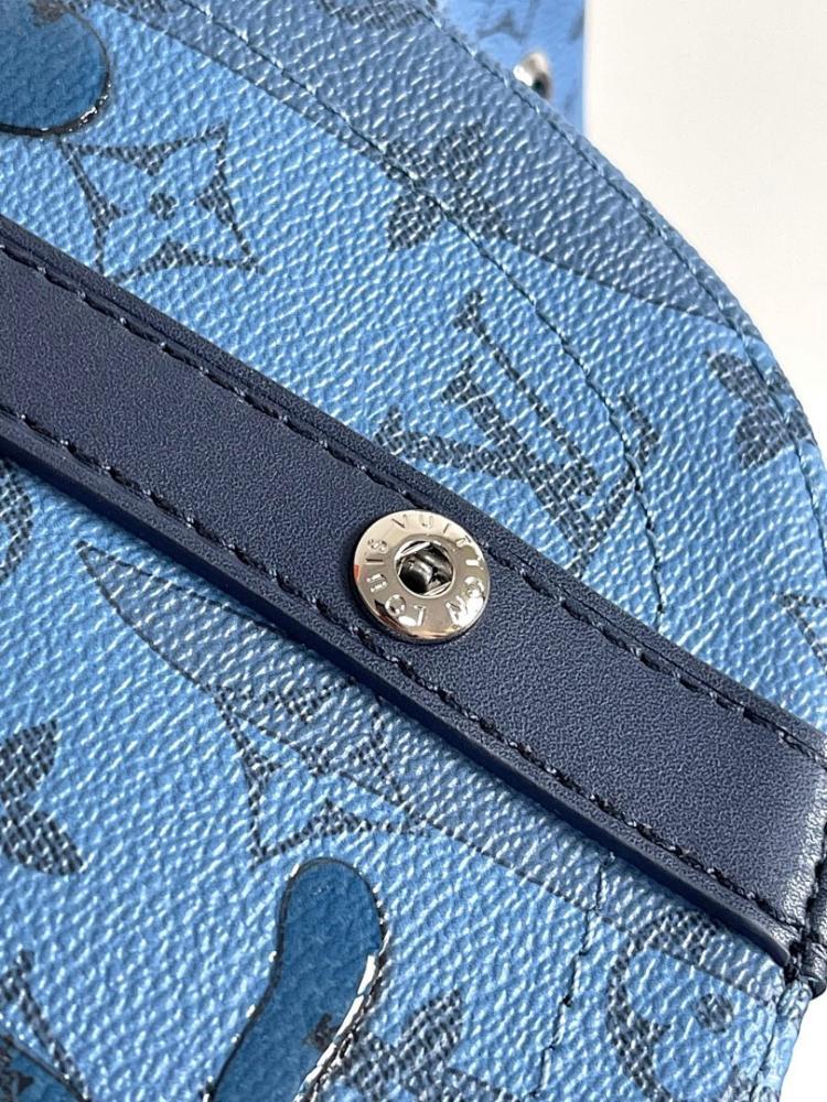 Arco Blue Monogram Leather Shoulder Bag