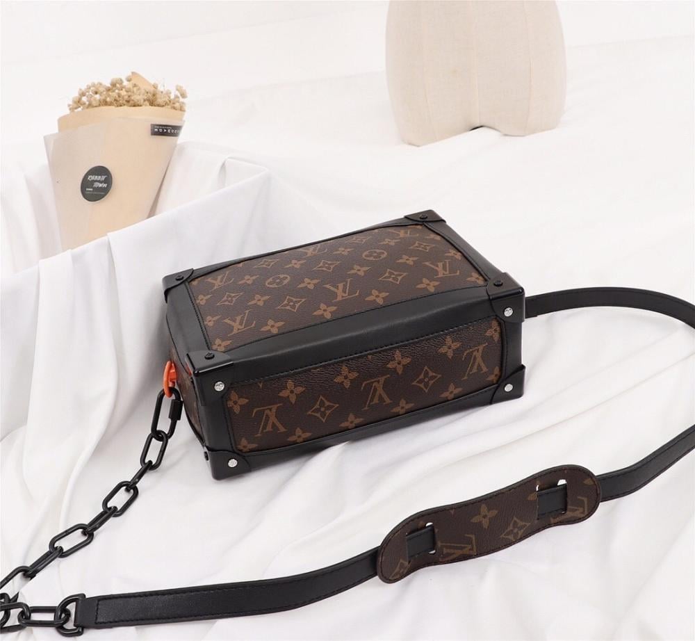 Modern Stylish Black Monogram Calfskin Shoulder Bag