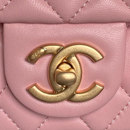 Gold Leather Top Handle Bag