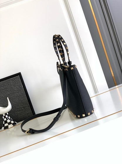Italian-Inspired Luxury Studded Calfskin Shoulder Bag
