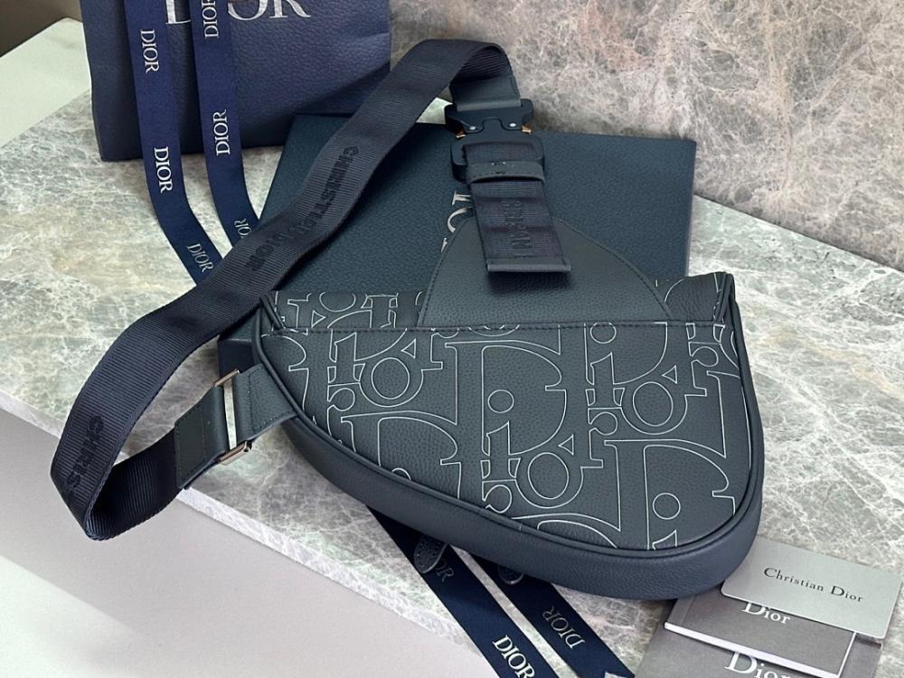 Elegant Refined Blue Leather Crossbody Bag