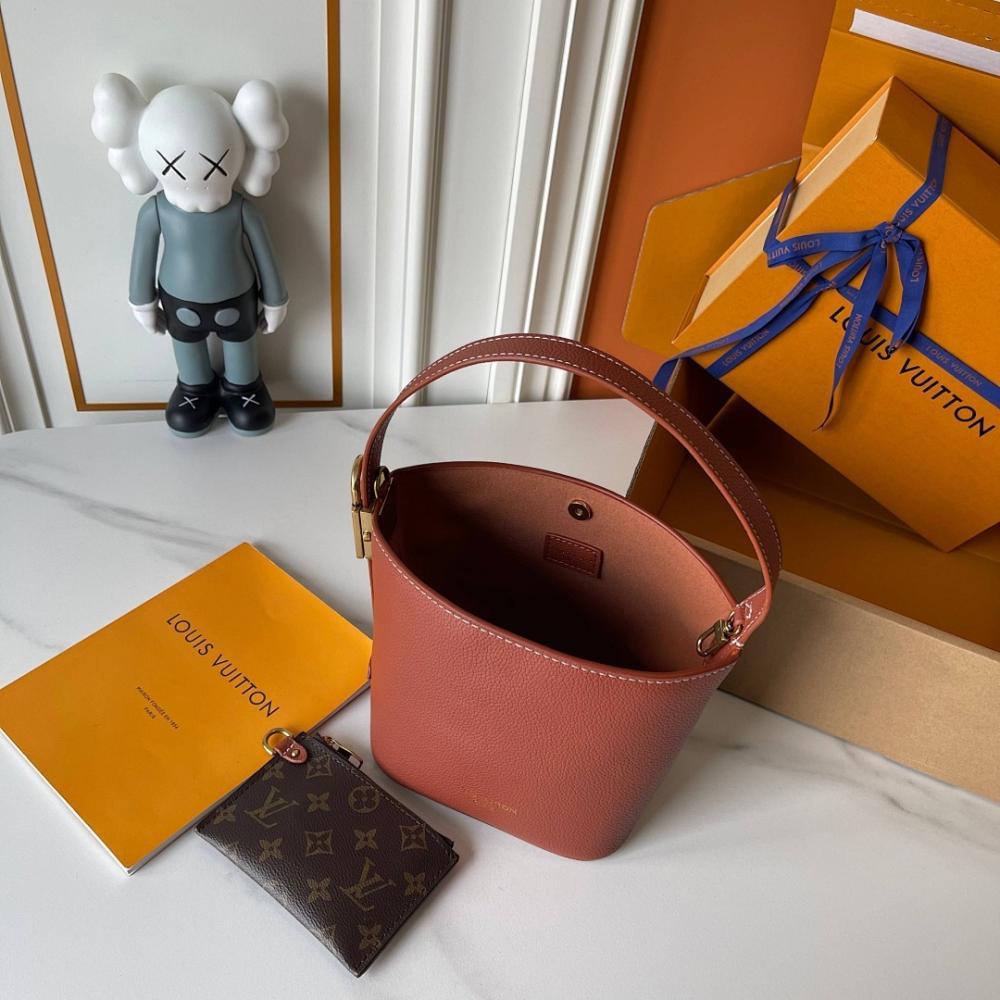 Classic Elegant Monogram Leather Bucket Bag