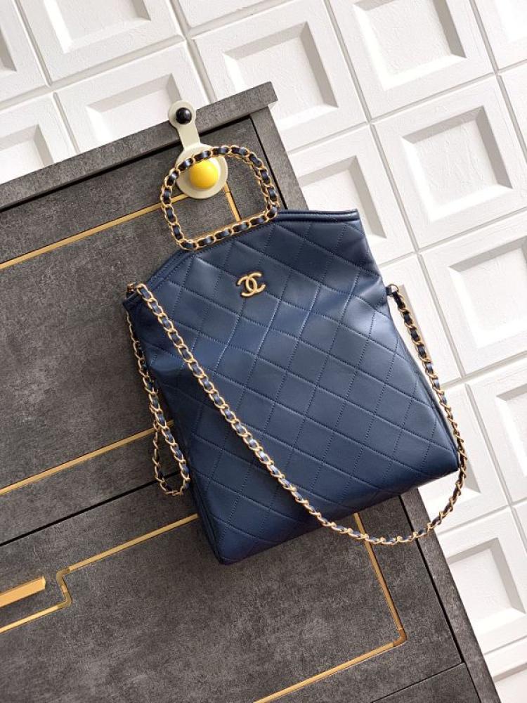 Gold Leather Top Handle Bag