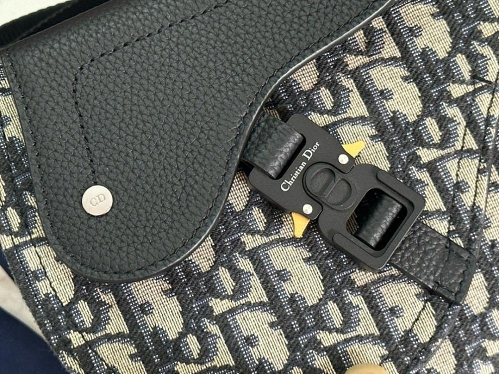 Saddle Black Printed Calfskin Shoulder Bag