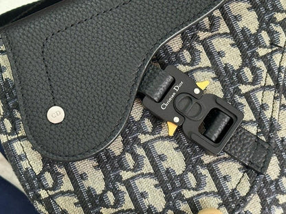 Saddle Black Printed Calfskin Shoulder Bag