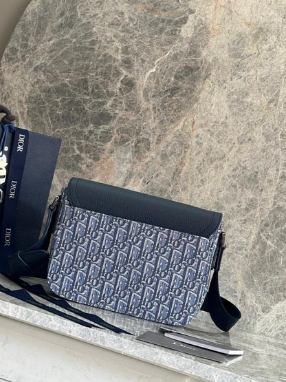 Luxury Blue Printed Calfskin Crossbody Bag – Limited Edition