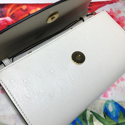 White Leather Top Handle Bag
