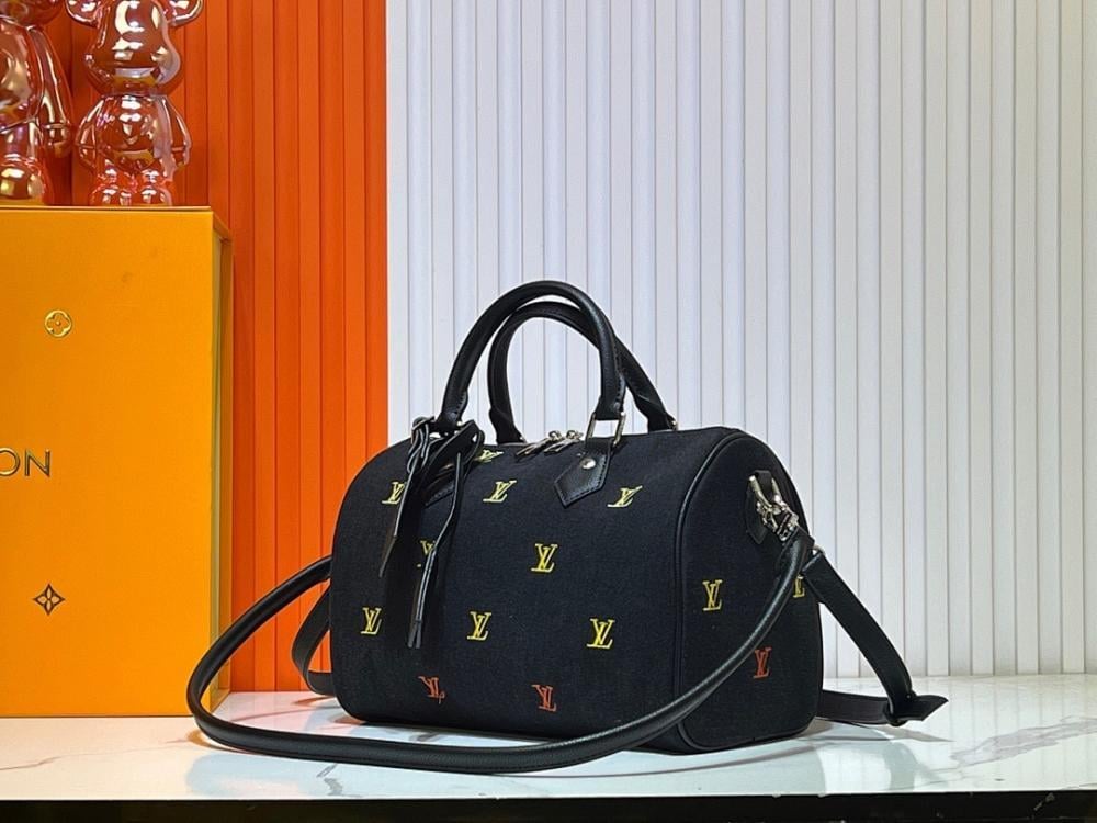 Modern Stylish Embroidered Denim Top Handle Bag