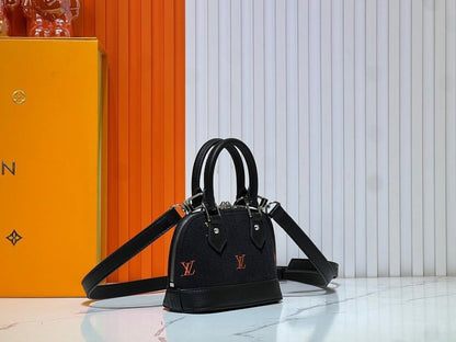 Italian-Inspired Luxury Black Embroidered Denim Shoulder Bag