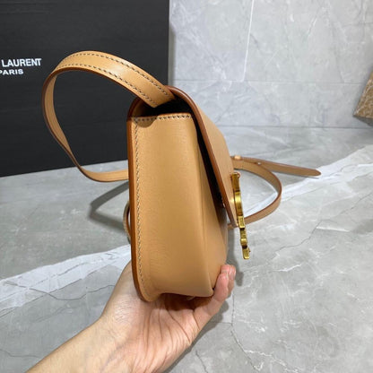Stylish Refined Gold Calfskin Top Handle Bag