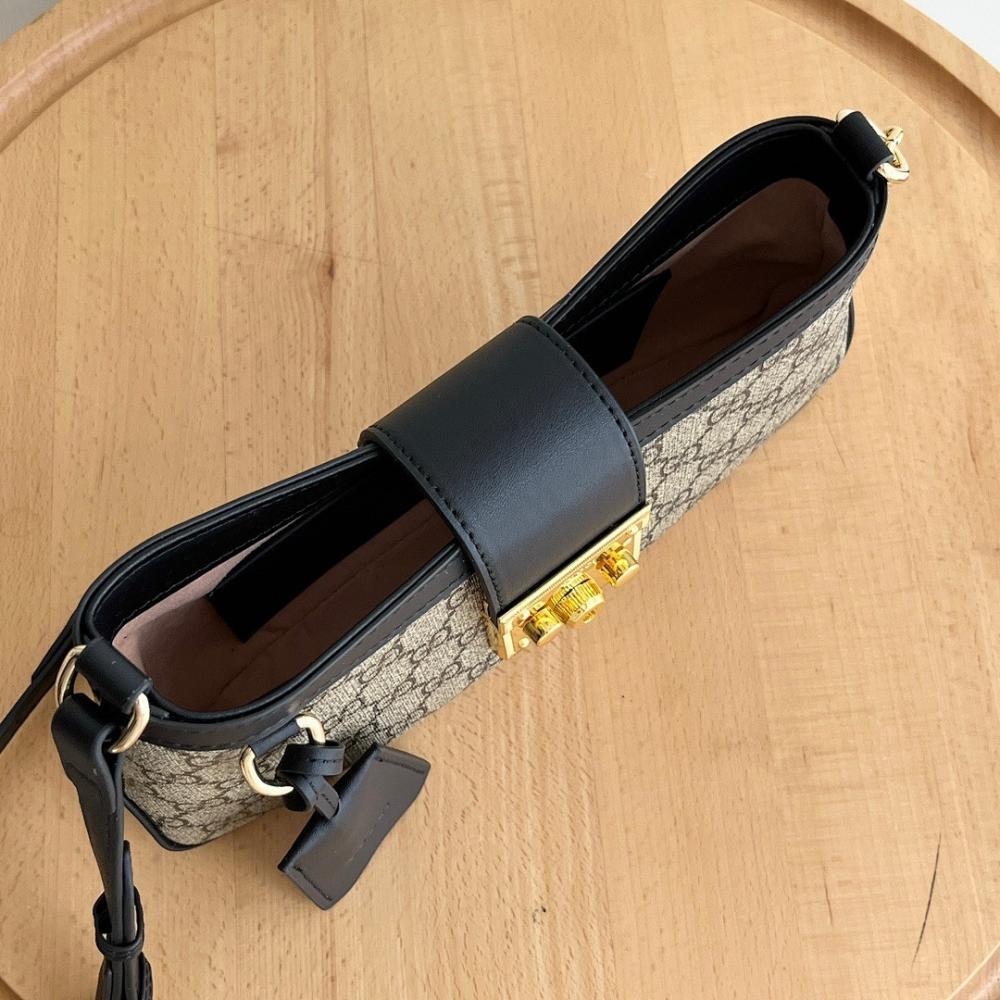 Classic Italian-Inspired Black Canvas Shoulder Bag