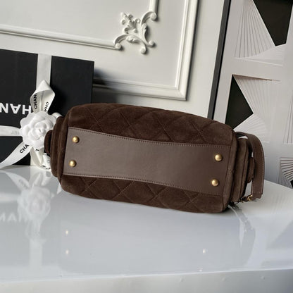 Suede Top Handle Bag