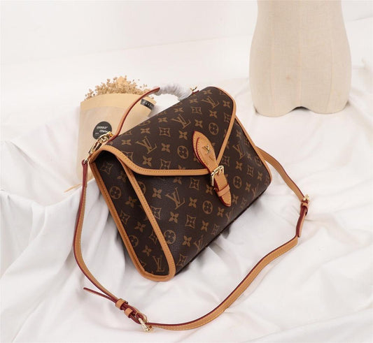 Italian-Inspired Luxury Gold Monogram Leather Backpack