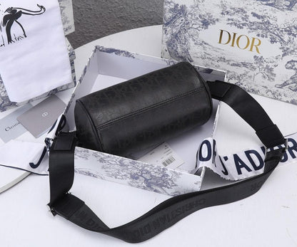 Elegant Refined Black Printed Leather Crossbody Bag