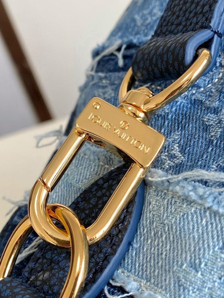 Elegant Refined Monogram Denim Top Handle Bag