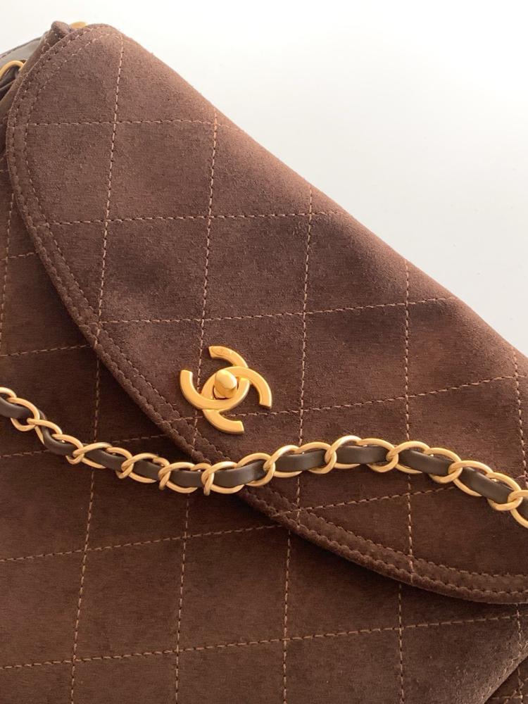 Gold Suede Shoulder Bag