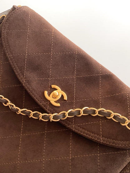 Gold Suede Shoulder Bag